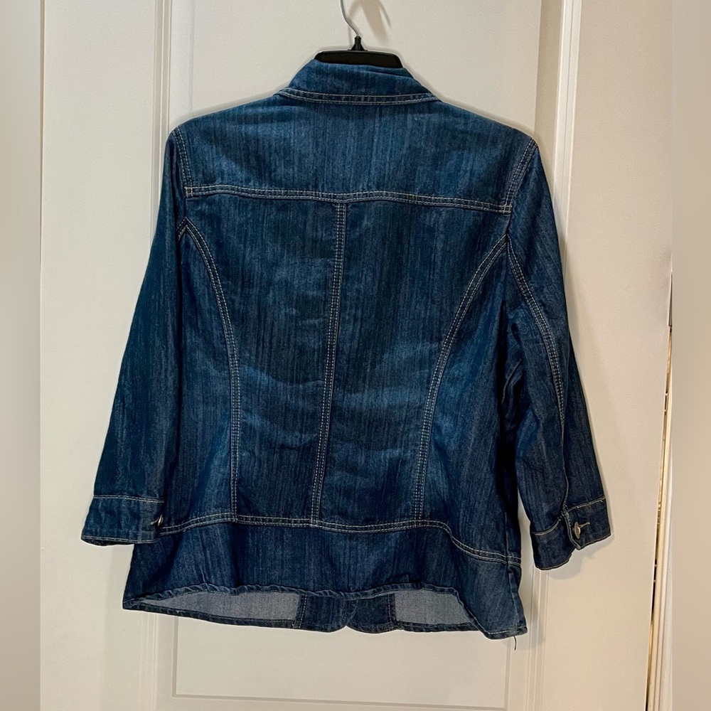 Dressbarn Dark Wash Blue Jean Jacket with Stretch Size XL - Picture 7 of 9